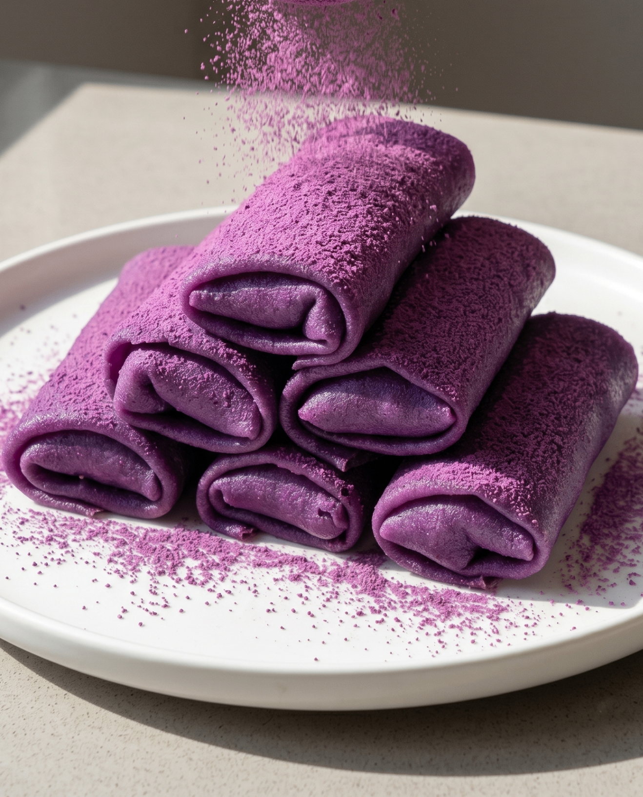 Ube Dadar Gulung: Crepes Viola Filippino-Indonesiane con Ube Halaya