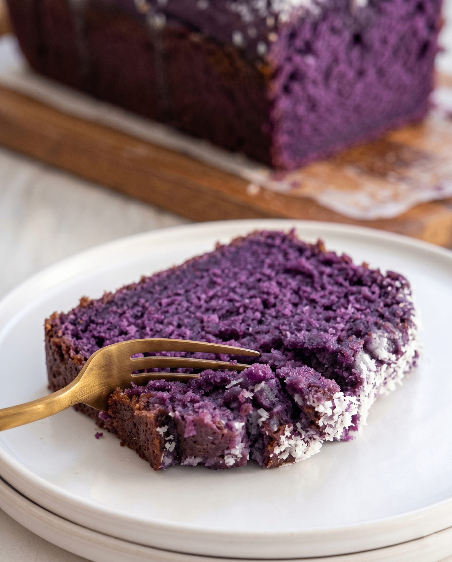 Torta a panetto Ube e Cocco: Soffice Torta Viola con Glassa al Cocco Neve