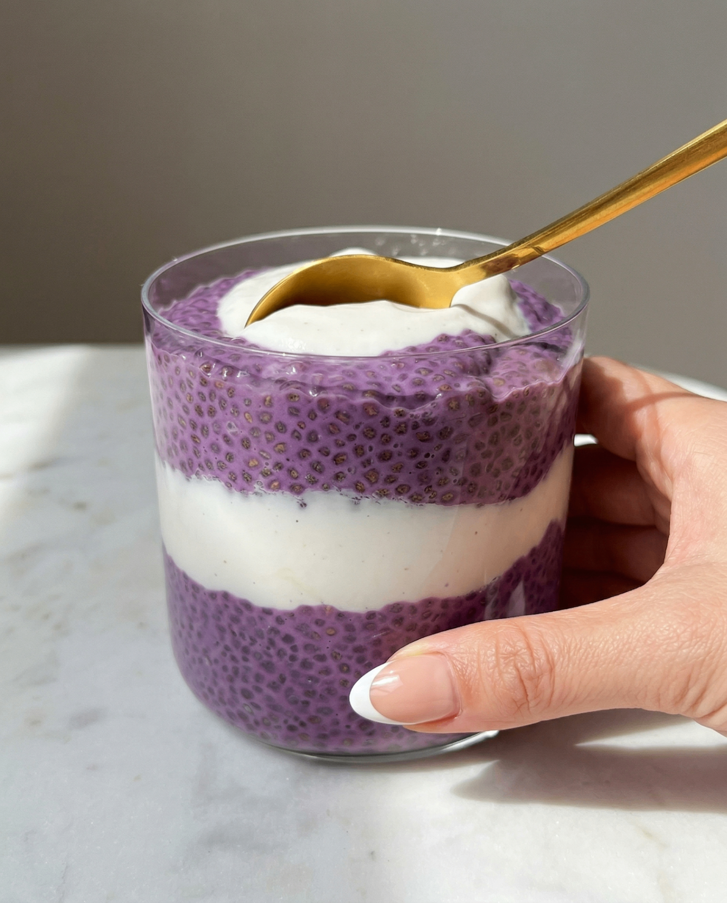 Budino di chia all'ube – ricetta sana per colazione con semi di chia e ube viola | Ube Nolia