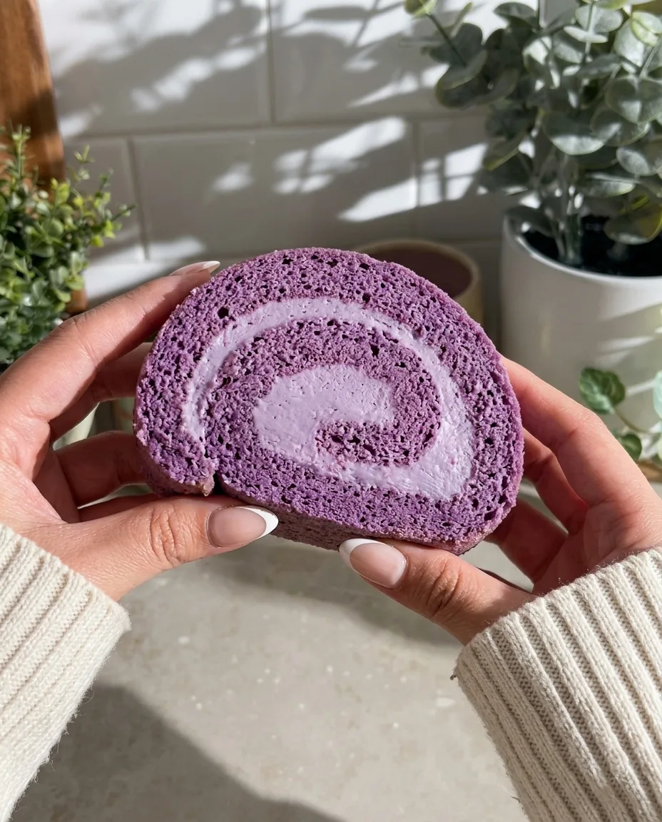 Ube roll cake – Ricetta rotolo svizzero di igname viola filippino | Ube Nolia